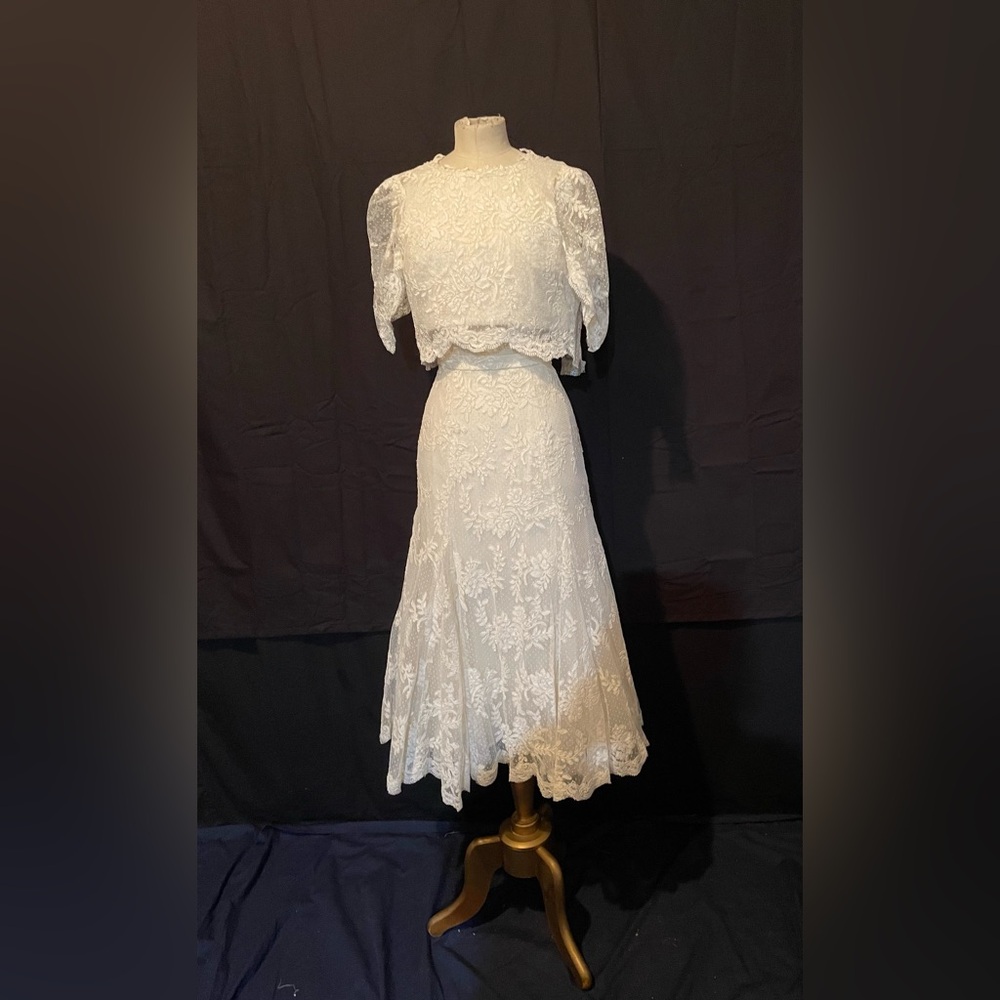 Designer, pas de Deux bridal Ivory 0 Wedding Corset Top Midi Skirt Coverlet